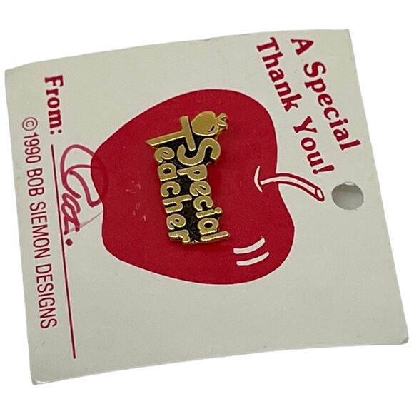 1990s Special Teacher Pin – Gold-Tone & Red Apple, NWT, 0.75" x 0.5" - Picture 2 of 5